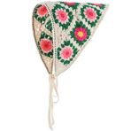 CRASPIRE Çiçek saç eşarp tığ işi Bandana yeşil kırmızı pamuk Vintage yaz çiçek örme kravat üçgen kafa saç eşarp başörtüsü baş bantları başörtüsü seyahat için saç fular dekorlar kadın aksesuarları