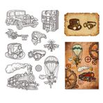 CRASPIRE Tren temizle kauçuk pullar Steampunk şeffaf Vintage silikon araba paraşüt mühürleri damga günlük kartı yapımı kendin yap Scrapbooking fotoğraf albümü dekoratif film çerçevesi damga levhalar