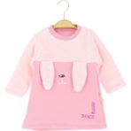 Crassi Kız Bebek Elbise Dance Bunny Nakışlı Kışlık Şardonlu - 6 Ay - Açık Pembe