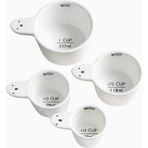 Crate & Barrel Ghost Stoneware Ölçü Kapları, El Yapımı Sırlı Seramik ve 4’lü Ölçü Seti - Beyaz