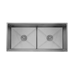 Crauf Vertice 304 Paslanmaz Çelik Çift Gözlü Mutfak Eviyesi (Nano Mat Gri, 48 cm x 98 cm)