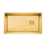 Crauf Vertice 304 Paslanmaz Çelik Tek Gözlü Mutfak Eviyesi (PVD Altın, 48 cm x 75 cm)