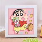 Crayon Shin-Chan Anime Manga 5d Elmas Mozaik Kendin Yap Dıy Boyama Seti Boncuklu Taşlı Tablo Çerçeveli - Çok Renkli - çerveli 5D elmas mozaik boyama - 19x19cm