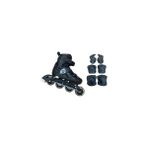 crayz toys Profesyonel Ayarlanabilir 2+2 Işıklı Silikon Teker Pateni Unisex Hediyeli Dizlik ile - Siyah - 31 - 34