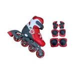 crayz toys Profesyonel Işıklı Silikon Tekerlekli Ayarlanabilir 2+2 Unisex Pateni ve Dizlik Hediyeli - Kırmızı - 39 - 42