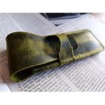 Crazy Hors Hakiki Deri El Emeği Özel Kalemleriniz Için Kalemlik Kalem Kutu 27 cm 6 cm 21105D - Yeşil - Gri