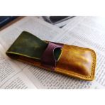 Crazy Hors Hakiki Deri El Emeği Özel Kalemleriniz Için Kalemlik Kalem Kutu 27 cm 6 cm W110 - Kahve - Gold