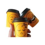 Crazy Shops 7 OZ(200ML) Kapaklı Karton Bardak 100 Adet Bardak+ 100 Adet Kapak Karışık Smile Desen - Option-1 - 0 - Siyah