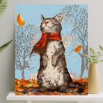 Crazy Shops Alfa Romeo Hobi Sanat Sayılarla Boyama Tuval Seti 40 x 50 cm Kedi ve Sonbahar 3D Desenli Fırça Boya Dahil