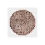 Crea Decolux Vena 8011 Bej Daire Özel Kaymaz Tabanlı Pamuk Dokuma Kilim, Bej, 80 x 80