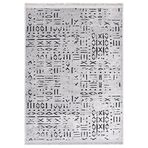Crea Decolux Vena 8015 Gri Özel Kaymaz Tabanlı Pamuk Dokuma Kilim, Gri, 160 x 230