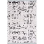 Crea Decolux Vena 8018 Beyaz Özel Kaymaz Tabanlı Pamuk Dokuma Kilim, Beyaz, 120 x 180