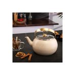 Cream Küre Bitki Çayı Demliği 3 lt, Çay Bitki Çaydanlığı Büyük Boy 3 lt