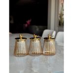 Crearthome Bellisima Cam 3'lü Baharat Takımı Kuş Model Saklama Düzenleme Kavanozu - Gold - 3 Adet - 750 ml