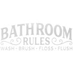 CREATCABIN 2 adet gümüş banyo çıkartmaları banyo kuralları duvar çıkartmaları diş ipi floş kelime desen akrilik ayna işaretleri sanat duvar ayrılabilir set çıkartmaları DIY ev duş odası tuvalet duvar