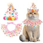 CREATCABIN 2 adet prenses evcil hayvan kostümü, kedi partisi kostümü, renkli, puantiyeli, polyester, küçük köpekler, dantel, bandana, önlük, şal, Noel şapkası, papyon kıyafeti, evcil hayvanlar, doğum