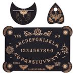 CREATCABIN 3 adet ahşap ruh kurulu kiti Tarot kart standı tutucu güve kehanet kurulu seti planchette siyah sunak kartı ekran standı dikdörtgen konuşma kurulu cadı kurulu kehanet araçları