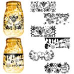 CREATCABIN 6 Adet Mason Kavanoz Dekor Siluetleri Çıkartmaları Scrapbooking Sticker Karton Yapımı El Sanatları Kesim PVC Su Geçirmez Dekorasyon Kamp Işık Cadılar Bayramı Noel için Ev Teşhir