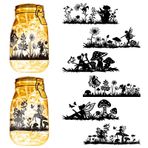 CREATCABIN 6 Adet Peri Mantar Siluetleri Mason Kavanoz Dekor PVC Lazer Kesim Periler Karalama Defteri Karton Güneş Feneri Asılı Kesikler Fener için Süsler Buzlu Cam Pencere Siyah 20 x 7 cm - Çıkartma