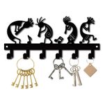 CREATCABIN Metal Anahtarlık Kokopelli Flüt Müzik Siyah Duvara Monte Düzenleyici Demir Raf Askısı Giriş Ön Kapı Mutfak Garaj Yoga Ofis için Dekoratif 6 Kanca Vidalar ve Çapalar ile 26,9 cm