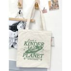 Create A Kinder Planet Tasarım Ham Bez Tote Bag Çanta, Pinterest Çanta - 10D-Krem