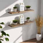 Create Handle 2'li Ahşap Duvar Rafı Seti 50x20 cm Dekoratif Salon Mutfak Banyo Rafı