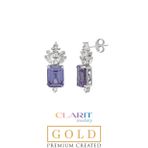 Created Alexandrite Taşlı Zümrüt Kesim 14 Ayar Sarı Altın Küpe