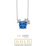Created Aquamarine Taşlı Clarit Serisi 14 Ayar Beyaz Altın Kolye
