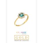 Created Paraiba Taşlı Clarit Serisi 14 Ayar Sarı Altın Yüzük
