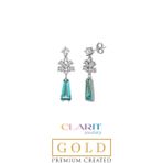Created Paraiba Taşlı Clarit Serisi 8 Ayar Beyaz Altın Küpe