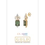 Created Tourmaline Taşlı Zümrüt Kesim 14 Ayar Sarı Altın Küpe