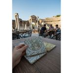 Creatick Design Doğal Taş Bardak Altlığı 4'lü Set 10x10x1 Cm Limra Taşı Antik Mozaik