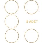 Creative Company ø 38 cm 5 Adet Mat Altın Sarısı Makrome Halkası – Kapı Süsü, Makrome Duvar Dekoru ve Çiçek Çelenk Yapım Çemberi, Paslanmaz Kalın (4 Mm) Kasnak