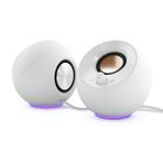 Creative RGB Aydınlatmalı Pebble SE Minimalist 2.0 USB-C ile Çalışan PC Hoparlörleri, 3,5 mm AUX girişi, Bilgisayarlar ve Dizüstü Bilgisayarlar için 4,4 W'a kadar RMS Gücü (Beyaz)