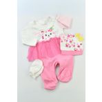 CreativeBebe Kız Bebek 3'lü Takım Baskılı Patikli Beli Tül Fırfır Detaylı Fiyonlu Çiçek Baskılı Şapka Eldiven