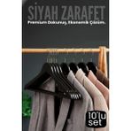 Creatividad Solutions 10'lu Lüks Siyah Elbise Ceket Askısı - Ergonomik & Kaymaz Plastik Askı Seti - Ahşap Görünümlü 722535 - Çok Renkli