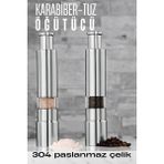 Creatividad Solutions 2'li Karabiber Tuz Öğütücü Profesyonel 304 Paslanmaz Çelik Manuel Baharat Değirmeni 720252