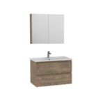 Creavit Alinda Lavabo Dolaplı Ve Aynalı Dolap Takımı Naturel Çam 80 cm