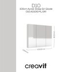 Creavit D20 100 Cm Melamin Aynalı Dolap Gri