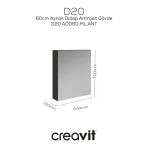 Creavit D20 60 Cm Melamin Aynalı Dolap Antrasit