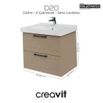 Creavit D20 65 Cm İki Çelmeceli Lavabo Dolabı Dafne Lake Kapak