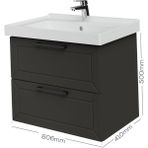 Creavit D20 65 cm Iki Çelmeceli Lavabo Dolabı Lake Kapak - Antrasit