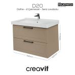 Creavit D20 80 Cm İki Çekmeceli Lavabo Dolabı Dafne Lake Kapak