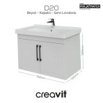 Creavit D20 80 Cm Kapaklı Lavabo Dolabı Beyaz Lake