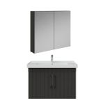 Creavit D20 80Cm Kapaklı Lavabo Dolabı Dolaplı Ayna Takımı Antrasit Lake