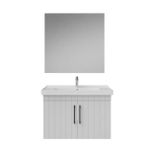 Creavit D20 80Cm Kapaklı Lavabo Dolabı Düz Ayna Takımı Beyaz Lake