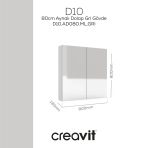 Creavit D20 80cm Melamin Aynalı Dolap Gri