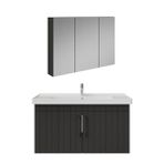Creavit D20 Kapaklı Lavabo Dolabı Dolaplı Ayna Takımı Antrasit Lake 100 cm