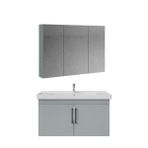 Creavit D20 Kapaklı Lavabo Dolabı Dolaplı Ayna Takımı Gri 100 cm