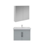 Creavit D20 Kapaklı Lavabo Dolabı Dolaplı Ayna Takımı Gri 80 Cm